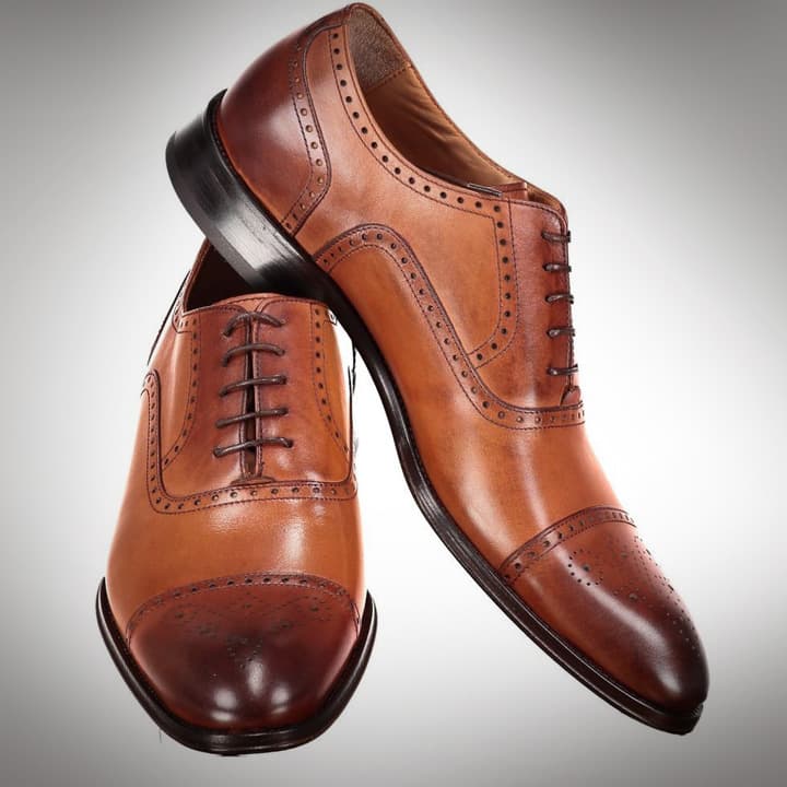 Cognac Brogue Oxford — men's formal dress footwear