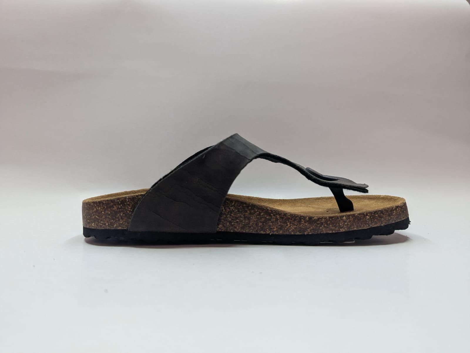 Black Cork Thong — men's casual footwear