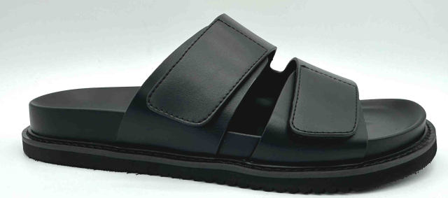 Black Double-Strap Slide — men's casual footwear